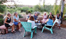 Enjoying the evening on the Branstrom patio. Photo by Ron Talbot.