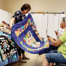 The Quiltmama, Jessica Dickinson, captivated the Friday Quilters with a riot of color. Photo by Varda Main.