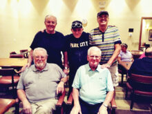 Seated (left to right): 1st place, Jack Porteous and 2nd place, Ivan Haag. Standing: 4th place (tie), Wayne Larroque, Bud Arnold, and Chuck Kochiss. Not pictured: 3rd place, Angie Stein.