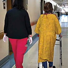 Connie Ward in hospital; photo by Jim Ward