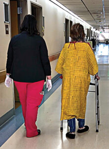Connie Ward in hospital; photo by Jim Ward