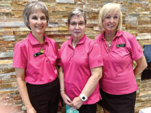 First Flight (left to right): Pam Brown (2nd), Kay Tomaszek (3rd), and Eileen Snearly (1st)