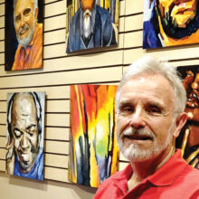 Jim Morris displays portraits painted using a variety of techniques.