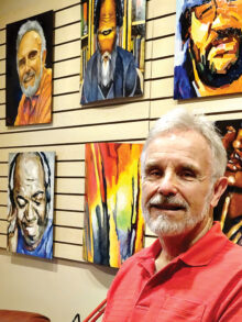 Jim Morris displays portraits painted using a variety of techniques.