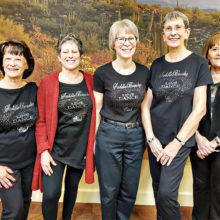 Board members (left to right): Dottie Adams, Diana Carbone, Anne Romeo, Lynne Kumza, and Barbara Brunswig. Photo by Dorothy Wood.