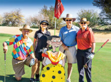 First place winning team: Dan Nordhill, Ann Van Sickel, Bill Burnett, and Carey Ricard with Sweet Sadie Hawkins (front center) grinning, because she knows it’s all about her. Photo by Andrea Gray.