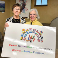 President Kay Sullivan with Sharon Cotter, who discussed Minga Peru.
