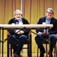 Professor Noam Chomsky and John Paul Jones, Dean of the UA College of Social and Behavioral Sciences, speak at the February 23, 2020 meeting of SaddleBrooke Freethinkers.