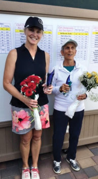 Our 2020 Club Champion, Helen Graham (left), and the Senior Club Champion Carol Bidwell
