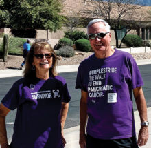 Betty and Rick Cole on their PurpleStride walk in SaddleBrooke.