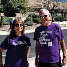 Betty and Rick Cole on their PurpleStride walk in SaddleBrooke.