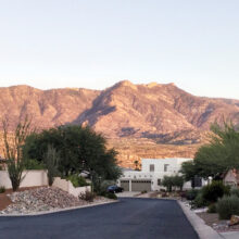 The beautiful Catalina Mountains have a golden glow near sunset.