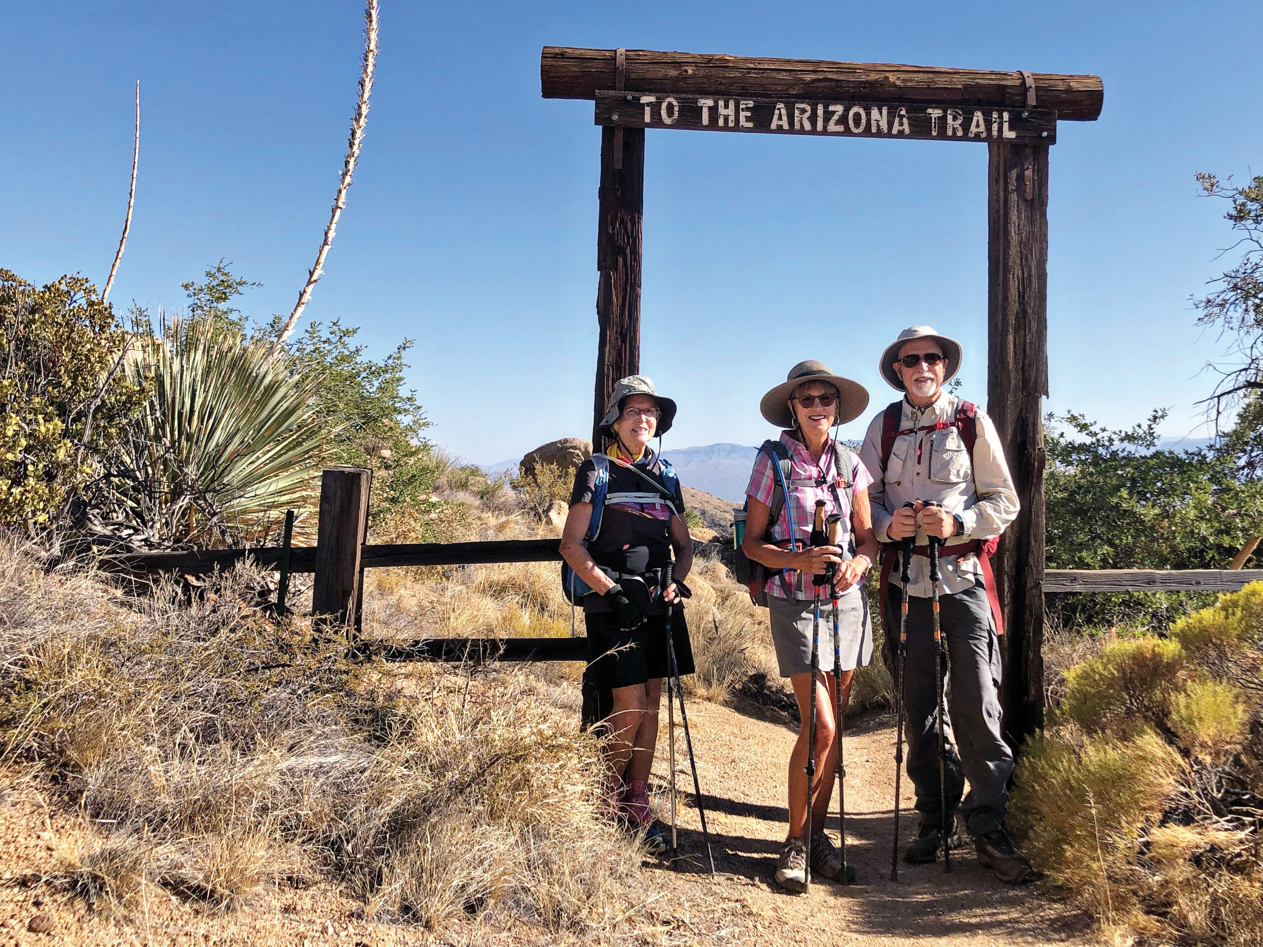 Hikers departing High Jinks Ranch: Elisabeth Wheeler and Mary and Ken Riemersma (Photo by Serena Dufault)