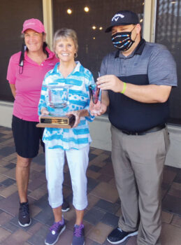 Sherry Fitzpatrick, 2020 Overall Net Winner, with Jane Chanik (left) and Troy Jewkes