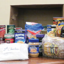 An emergency food box from Tri-Community Food Bank provides the ingredients for nine family meals.