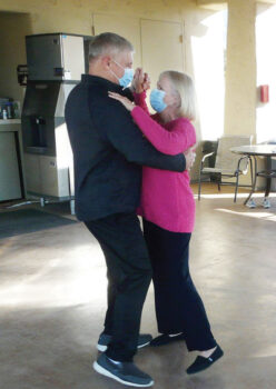 Pam and Daryl Floit enjoy a romantic dance at our outdoor dance venue. (Photo by Diana Wille)