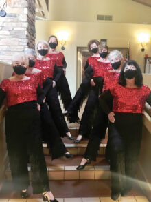 At left: Claudia Booth, Loretta Tom, Tina Wrbanek, Tami Peterson, Ann Kurtz, Laurie Page, Sandy Schoenleber, and Caryl Mobley