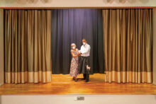 An Evening of One Acts directors, Carol Merlini and David Fuller, dancing up a storm in the mini stage area created by the wing curtains. (Photo by Steve Weis)