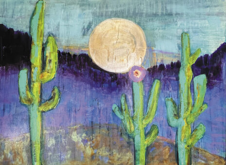 Moon Over Saguaros, by Susan King
